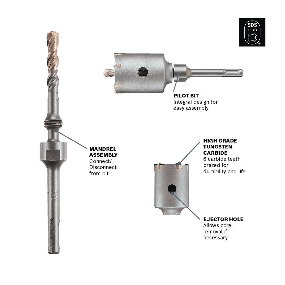 Bosch 1-12 in. SDS-Plus Extension for SPEEDCORE Thin-Wall Core Bit T3927SC