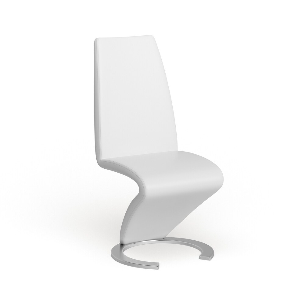 Modern White Polyurethane Leather Dining Chair   N/A