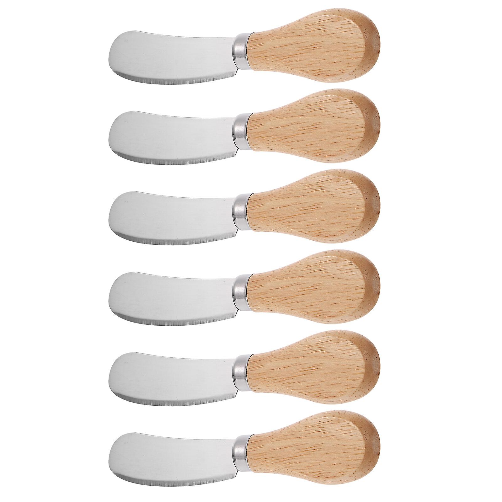 6 Pcs Cheese Spreaders With Wood Handle Stainless Steel Butter Spreader Cutter