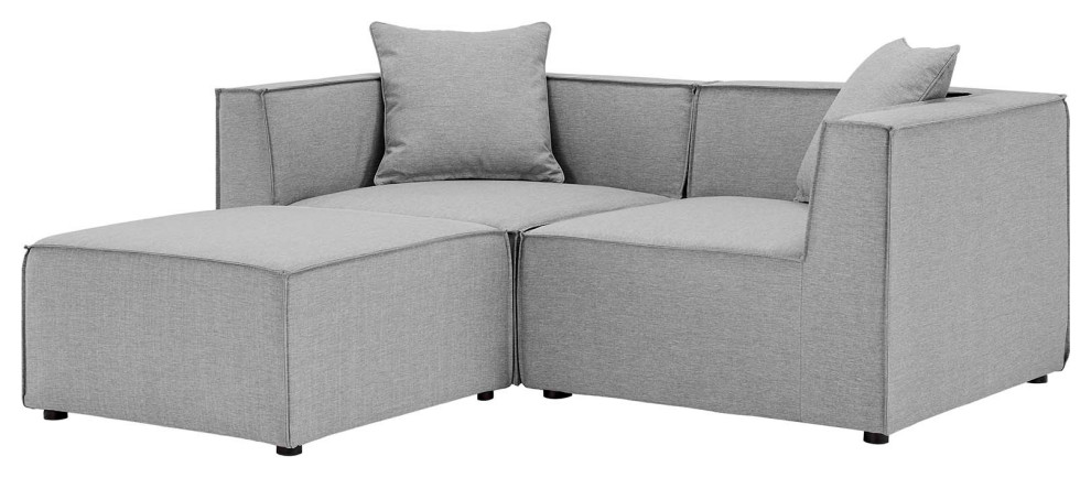 Lounge Loveseat Chaise Sofa  Fabric  Gray  Modern  Outdoor Patio Bistro   Transitional   Outdoor Loveseats   by House Bound  Houzz