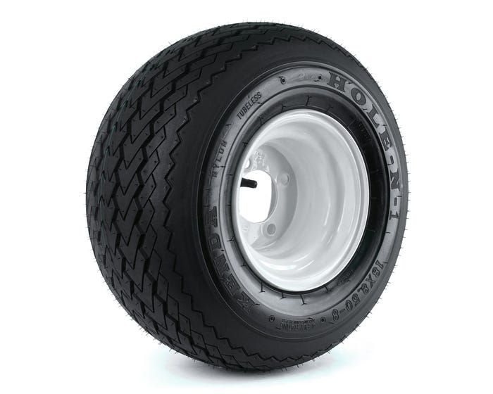 Kenda (K389) Hole-N-1 18X850-8 Tire mounted on a 4 Hole White Wheel (4