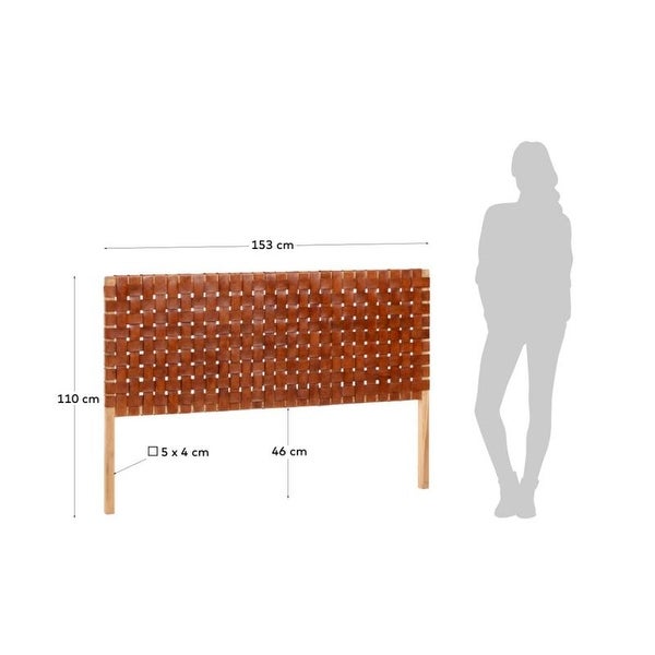 Calixta Woven Brown Leather Queen Headboard - - 36039381