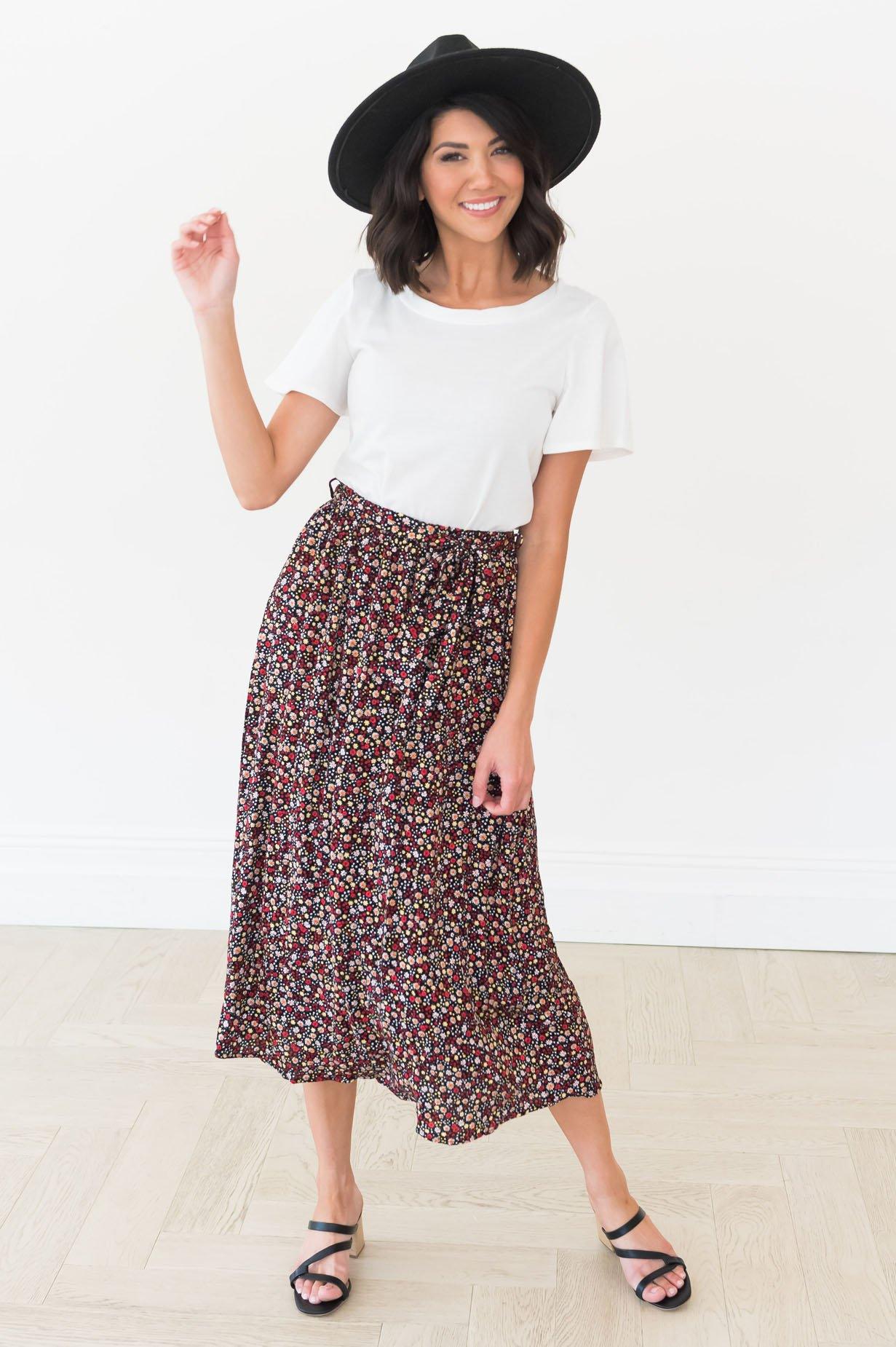 Ditzy Daisy Modest Floral Skirt