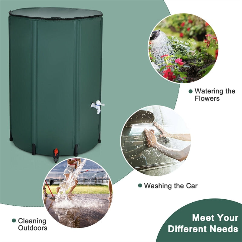 100 Gallon Portable Collapsible Rain Barrel Water Collector Tank Water Storage