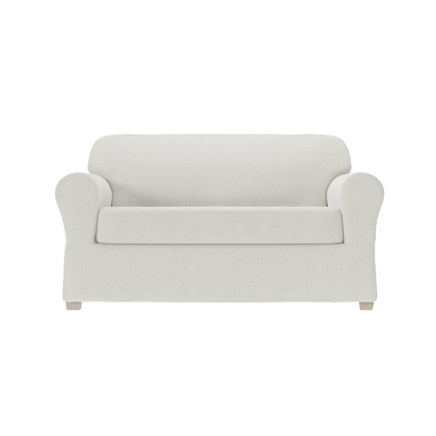 2pc Steps Stretch Loveseat Slipcover Zenna Home