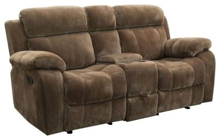 Bowery Hill 19 quotTransitional Velvet Gilder Reclining Loveseat in Mocha Brown   Loveseats   by Homesquare  Houzz