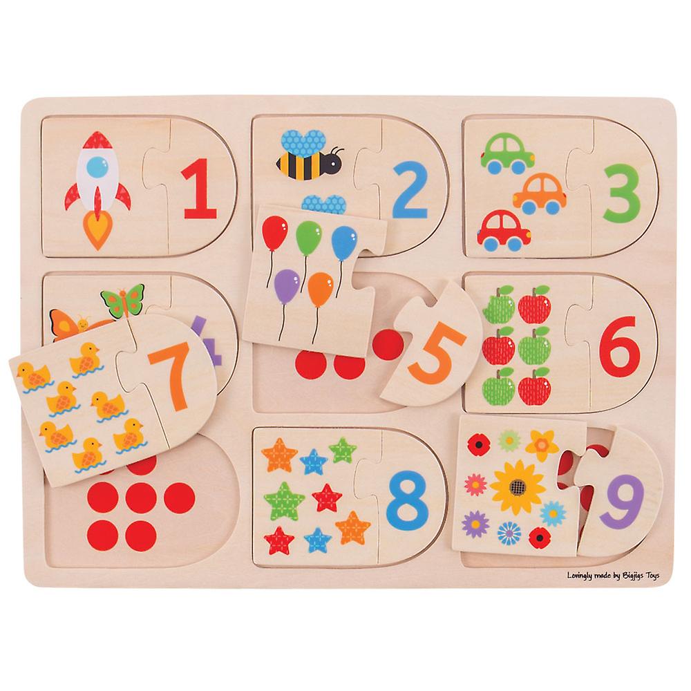 Bigjigs Toys Educational Wooden Picture and Number Matching Puzzle