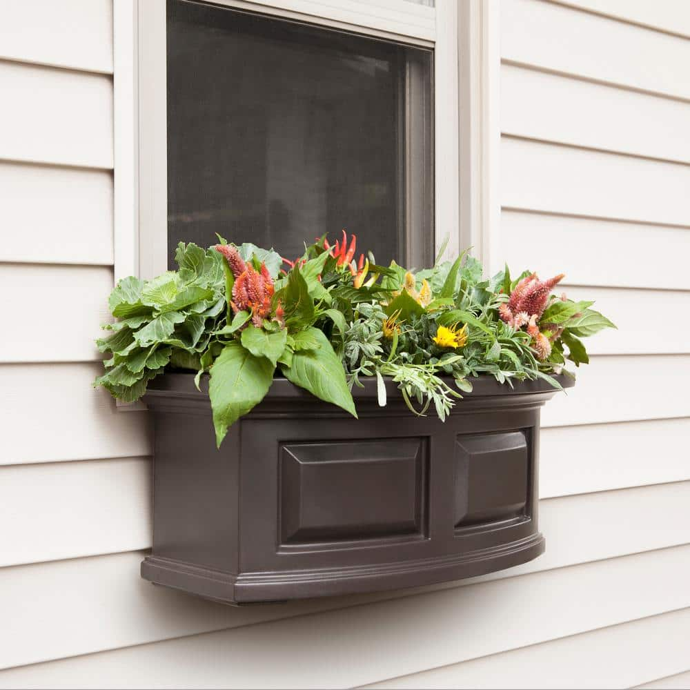 Mayne Nantucket 24 in. x 11.5 in. Self-Watering Espresso Polyethylene Window Box 4829-ES