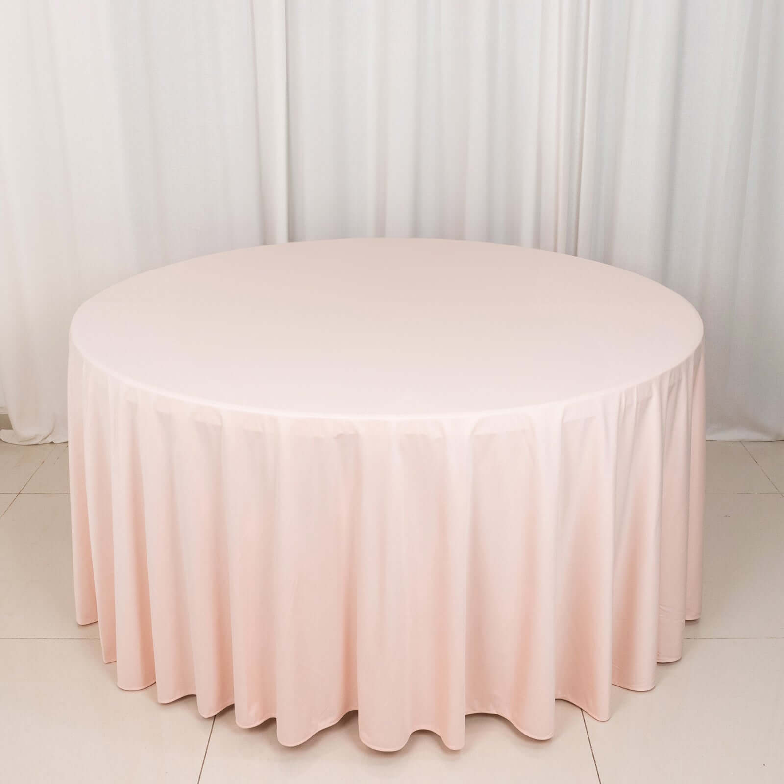 Blush Premium Scuba Round Tablecloth, Wrinkle Free Polyester Seamless Tablecloth 120