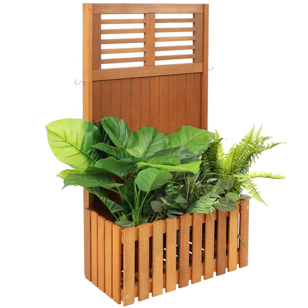 Sunnydaze Decor 44 in. Outdoor Garden Wood Planter Box with Privacy Screen LAM-676