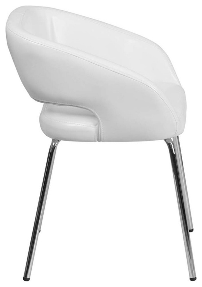 Fusion Series Contemporary White Leather Side Reception Chair   Contemporary   Armchairs And Accent Chairs   by Pot Racks Plus  Houzz