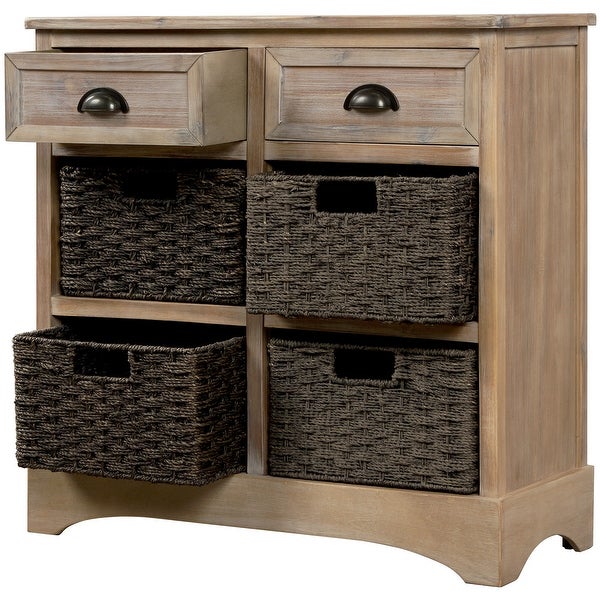 Modern Storage Cabinet with Two Drawers and Four Basket