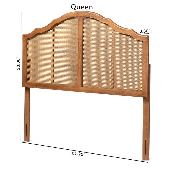 Iris Ash Walnut Wood and Synthetic Rattan Arched Headboard - - 32969785