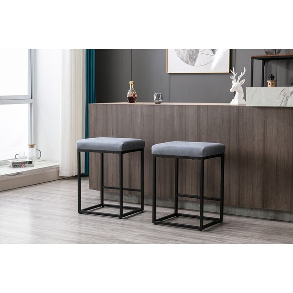 Backless Modern Barstools with Faux Leather