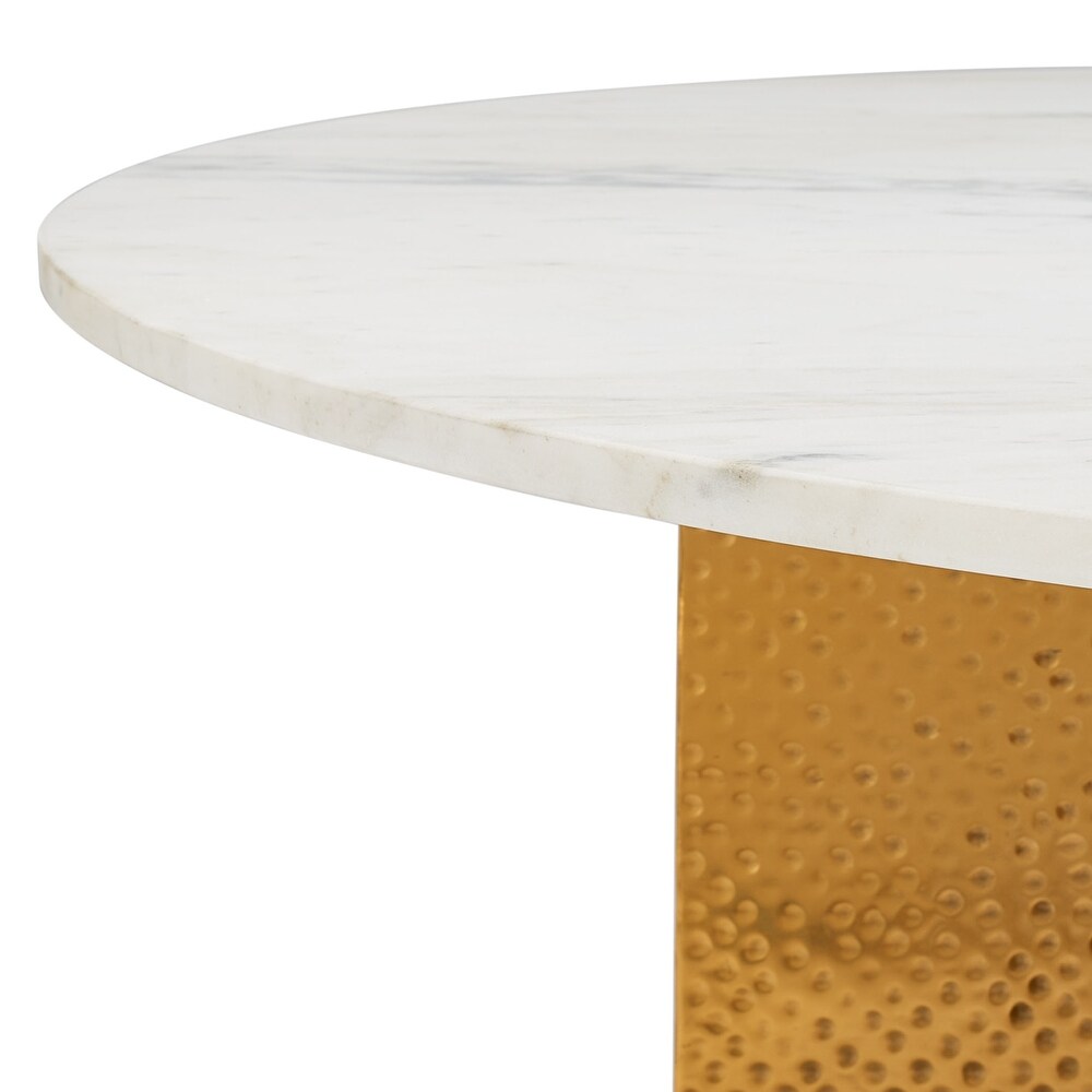 SAFAVIEH Couture Tatyana Glam Round Marble Top Dining Table   48 in. W x 48 in. D x 30.5 in. H