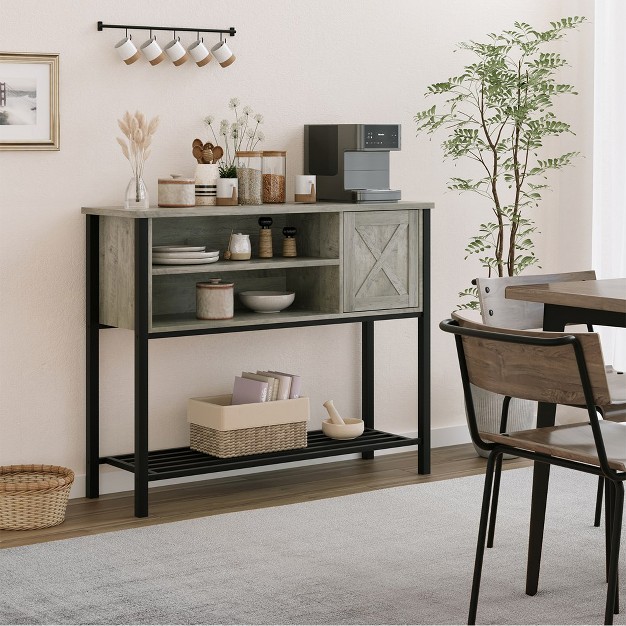 Trinity Buffet Storage Cabinet Coffee Bar Cabinet With Storage Wood Console Table For Entryway Dining Living Room Gray