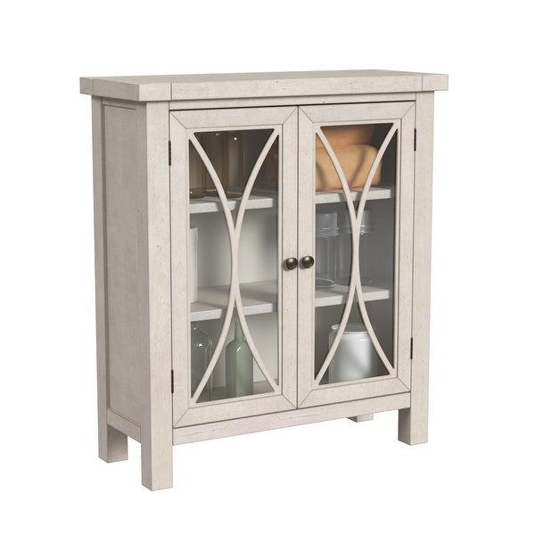 Hillsdale Bayside Wood 2 Door Console Cabinet， Antique White - 33H x 29W x 11.5D