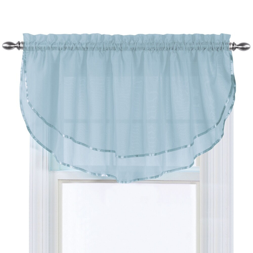 Elegance Sheer Fabric Rod Pocket Top Ascot Window Valance   7.000 x 5.750 x 1.250