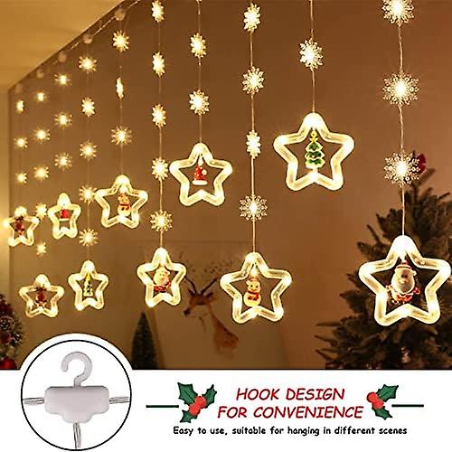 Christmas Lights Decorations - 10ft 120LED Curtain Lights for Xmas Decor （Star）