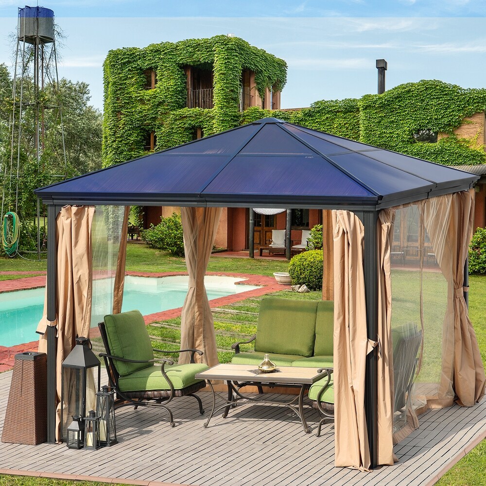 Aoodor 10 x 10 ft. Outdoor Aluminum Frame Roof Gazebo