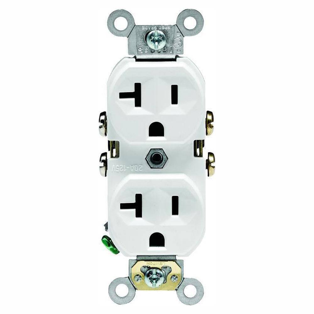 Leviton 20 Amp Commercial Grade Duplex Outlet White (10-Pack) M02-CBR20-WMP