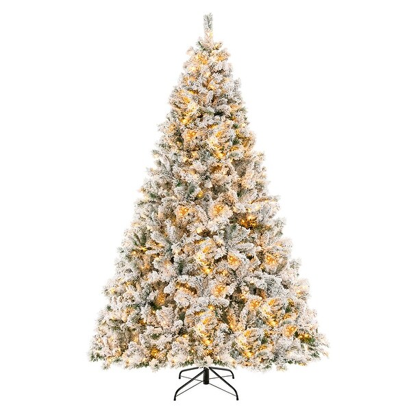 8ft PreLit Christmas Tree 3Minute Quick Shape Flocked W/ 600 Led