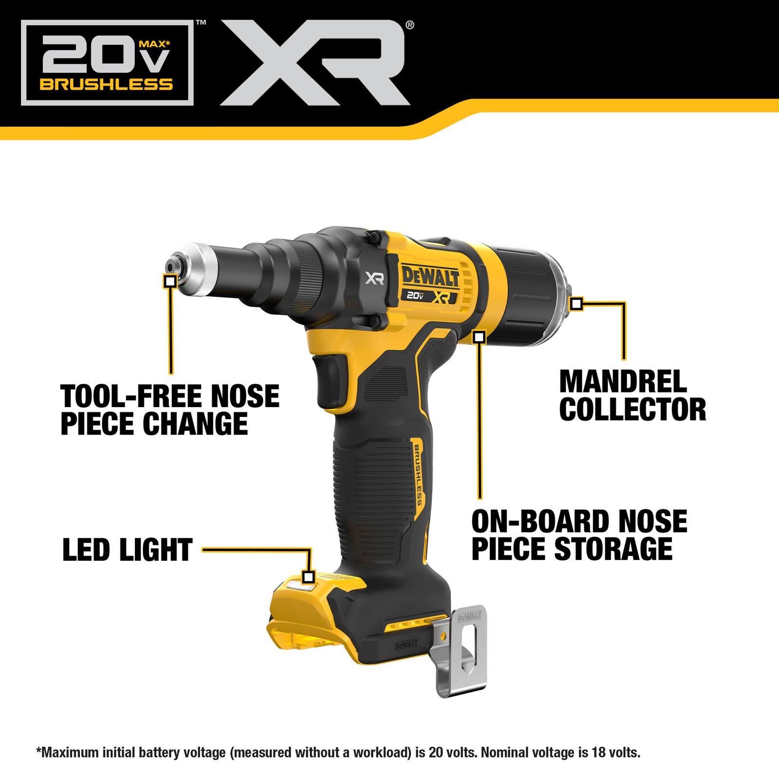 Dewalt DCF403B Dewalt 20 V MAX XR Brushless Cordless 3/16 in. Rivet Tools