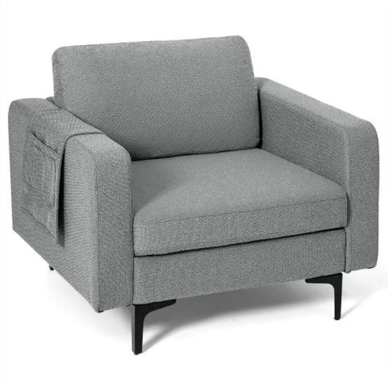 Modern Accent Armchair with Side Storage Pocket