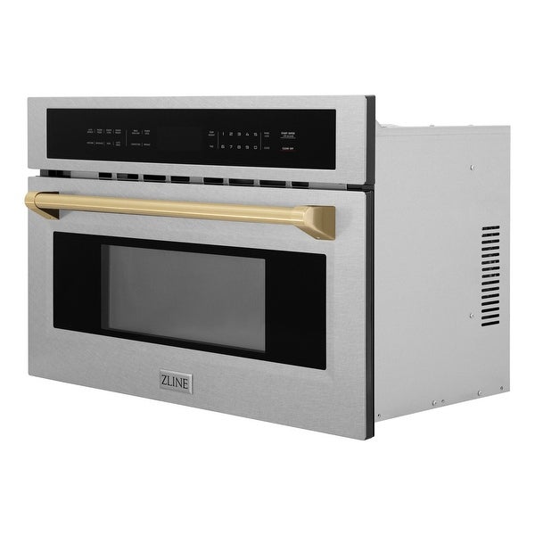 ZLINE 30” 1.6 cu ft. Built-in Convection Microwave Oven in Fingerprint Resistant Stainless Steel and Champagne Bronze Accents