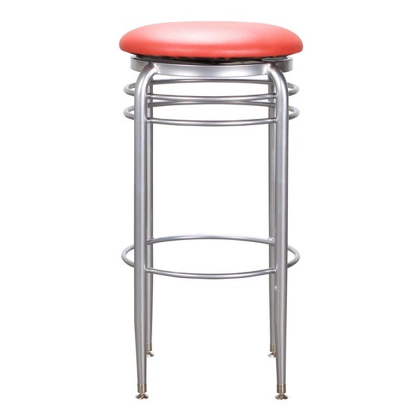 Yulin Red Metal Swivel Backless Barstool