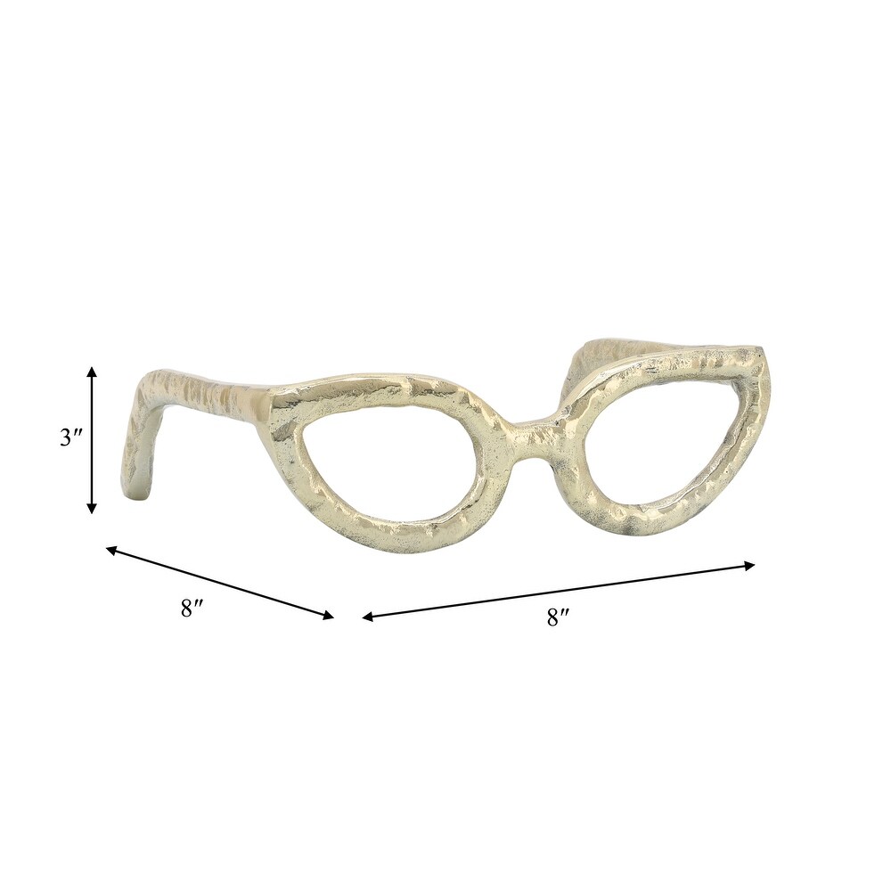 Abstract Cat Eye Glasses Metal Sculpture  Room or Office Decor  Gold 8 L x 8 W x 3 H   7\