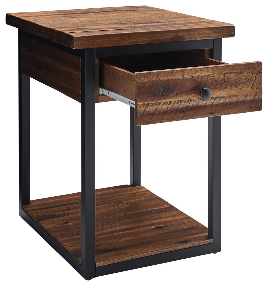 Claremont Rustic Wood Set  Coffee Table and End Table  Drawer   Industrial   Coffee Table Sets   by Bolton Furniture  Inc.  Houzz