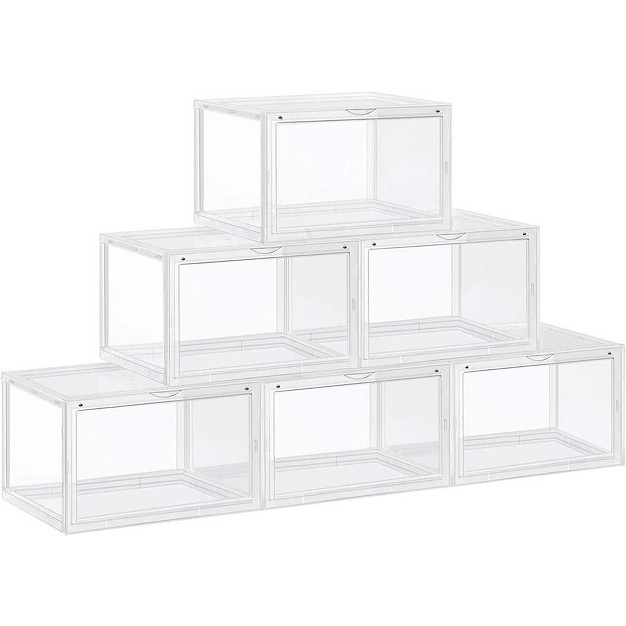 Songmcis Shoe Boxes Stackable Shoe Storage Boxes With Lids 12 Pack Shoe Boxes Clear Plastic Stackable Shoe Organizers For Closet