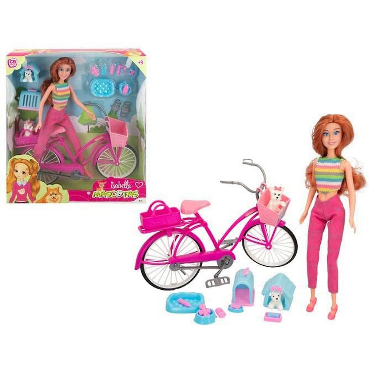 Poupée avec animal de compagnie Colorbaby Isabella Bicyclette 30 cm 18 Pièces