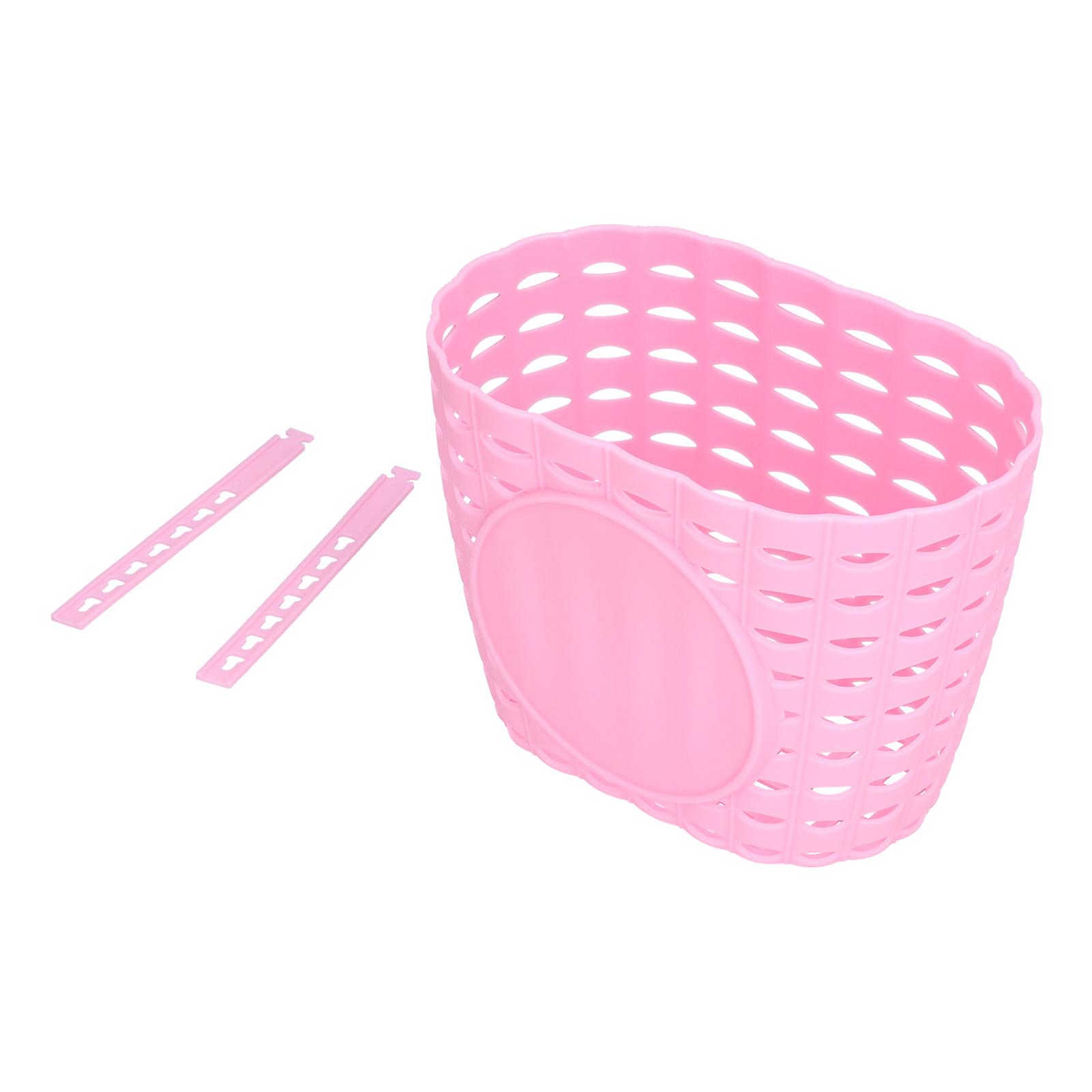 Front Basket Thickened Plastic Wear-resistant And Durable Children's Bicycle Stroller Shopping Hanging Basket Pink