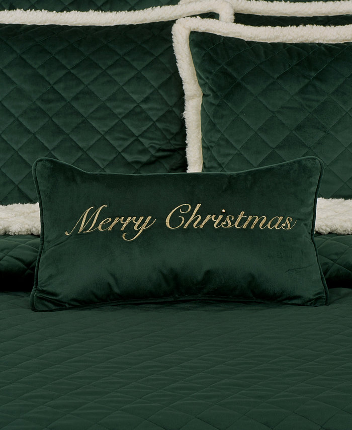 J Queen New York Merry Christmas Embellished Decorative Pillow， 11