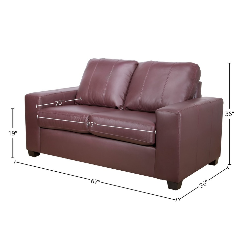 Eupora Genuine Leather Sofa  Loveseat and Chair Set   Burgundy