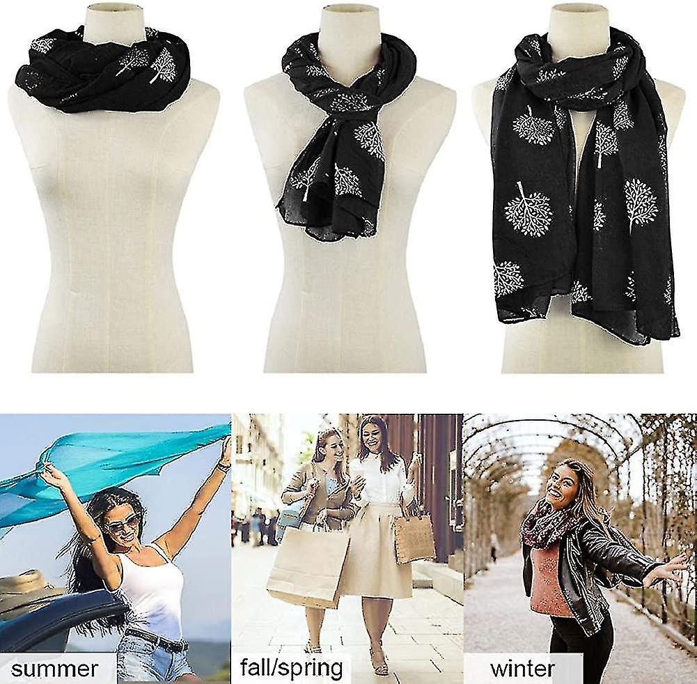 Women Mulberry Tree Print Scarf Lightweight Fashion Large Ladies Soft Shawl Wrap