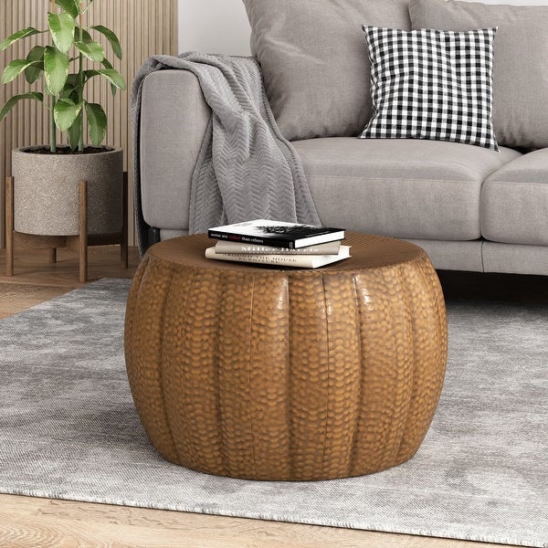 Manville Iron Sunburst Pumpkin Coffee Table by Christopher Knight Home