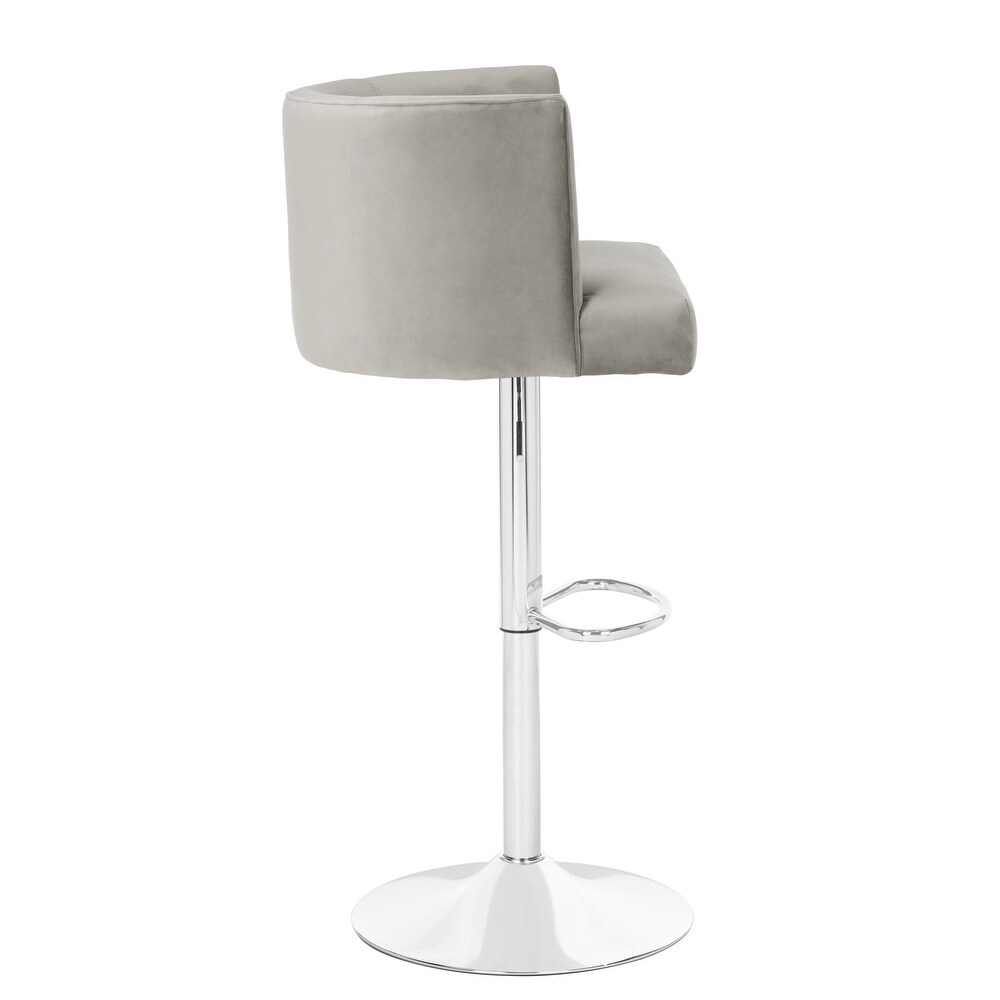 SAFAVIEH Couture Zayna Velvet/ Chrome Adjustable Bar Stool   21.3\