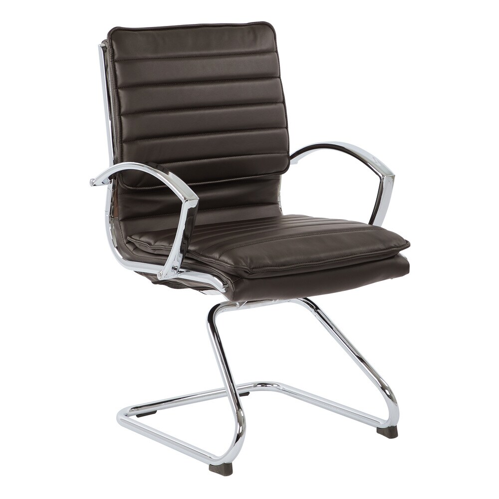 Guest Professional Faux Leather Chair with Chrome Sled Base and Removable Sleeves