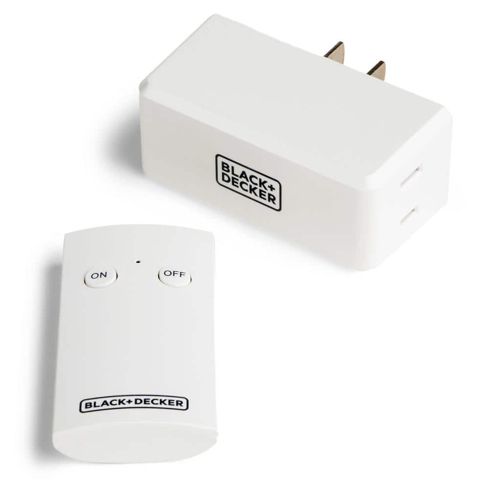 BLACK+DECKER 1 Amp to 10 Amp 1-Outlet Plug-in Indoor Wireless Remote Control System with 1 Smart Adapter Polarized, White BDXPA0001