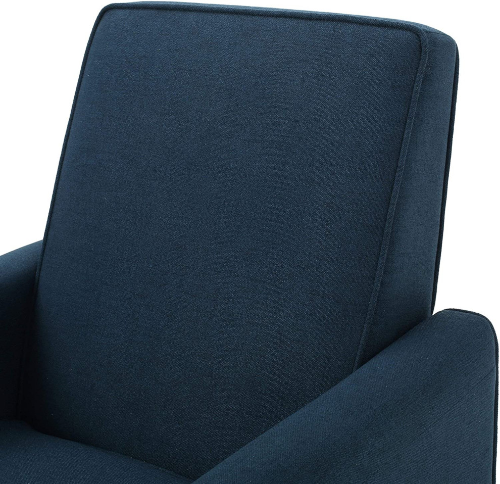 Contemporary Recliner  Low Profile Design With Padded Seat and Piped Edges  Blue   Transitional   Recliner Chairs   by Declusia  Houzz