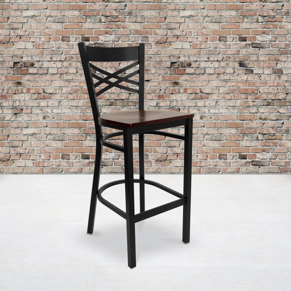 2 Pack ''X'' Back Metal Restaurant Barstool   17\