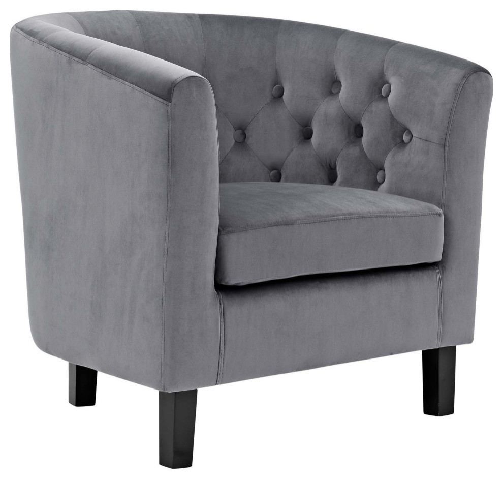 Zoey Gray Performance Velvet Armchair   Modern   Armchairs And Accent Chairs   by Rustic Home Furniture Deco  Houzz