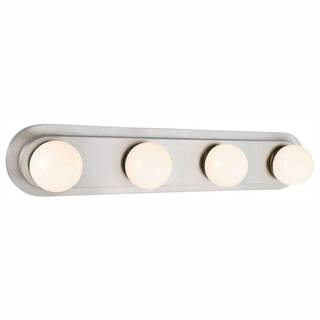 Hampton Bay Midford 24 in. 4-Light Brushed Nickel LED Vanity Light Bar with Frosted Shade 5900C-SN