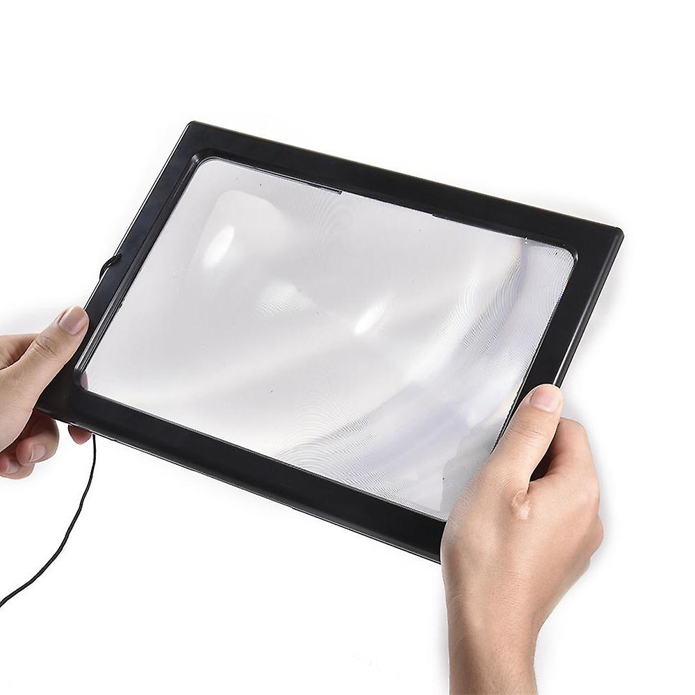 Black 3x Magnifying Glass Reading Magnifier With Led Light Ideal For Reading Small Prints Book Low Vision Read Easily At Night