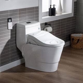 WOODBRIDGE Marsala 1-Piece 1.0 GPF1.6 GPF Dual Flush Elongated Toilet with Advance Smart Bidet Toilet in White HT0040