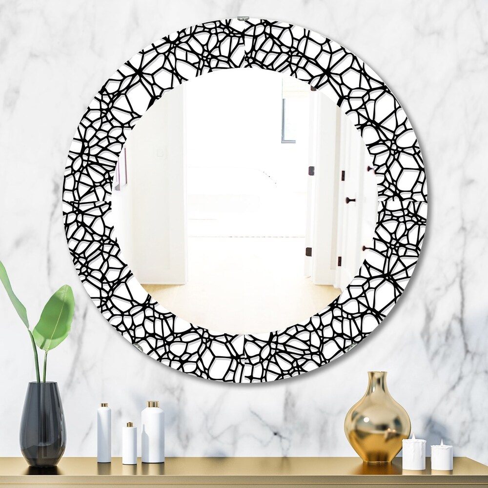 Designart 'Abstract Mosaic Pattern' Printed Modern Mirror   Oval or Round Wall Mirror