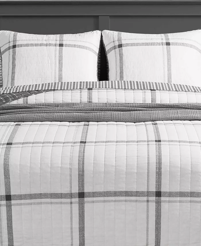 Nautica Fleetville Cotton Reversible 3 Piece Quilt Set， Full Queen